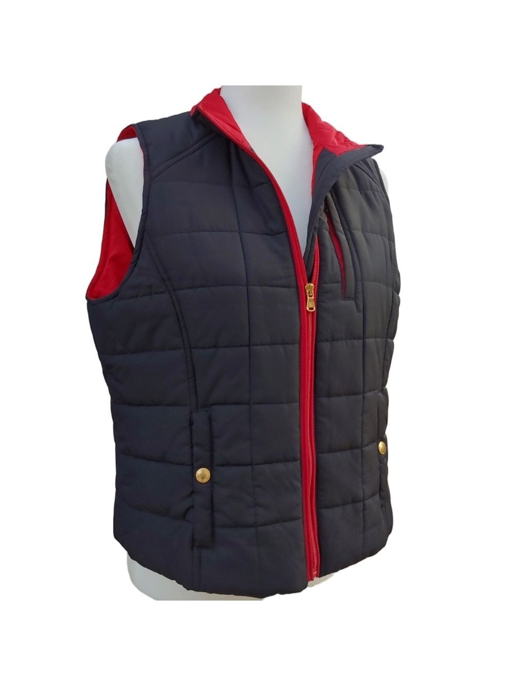Lauren Ralph Lauren Red and Black Quilted Puffer Vest Women's Petite Large - Picture 4 of 15
